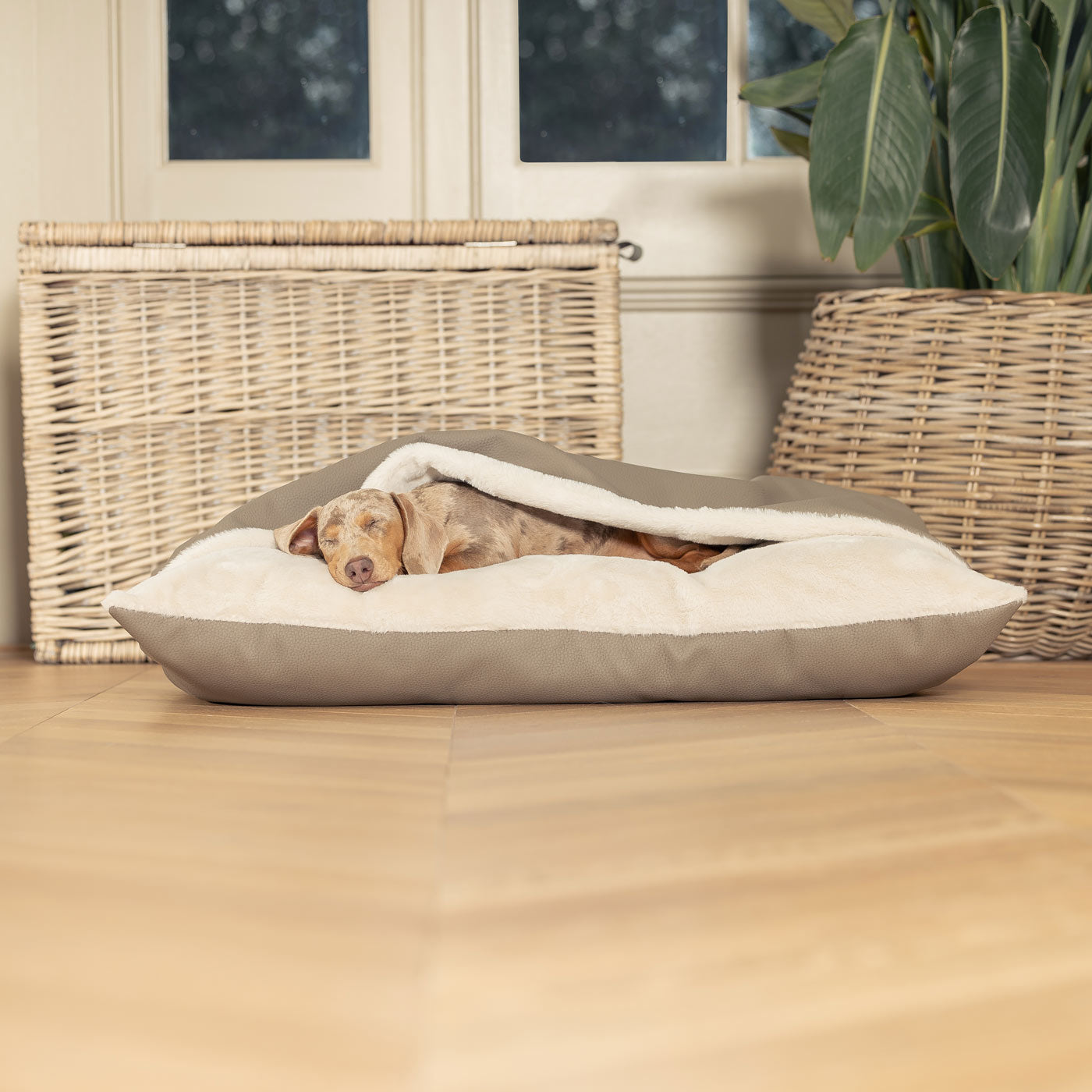 Discover The Perfect Burrow For Your Pet, Our Stunning Sleepy Burrow Dog Beds In Rhino Camel, Is The Perfect Bed Choice For Your Pet, Available Now at Lords & Labradors US