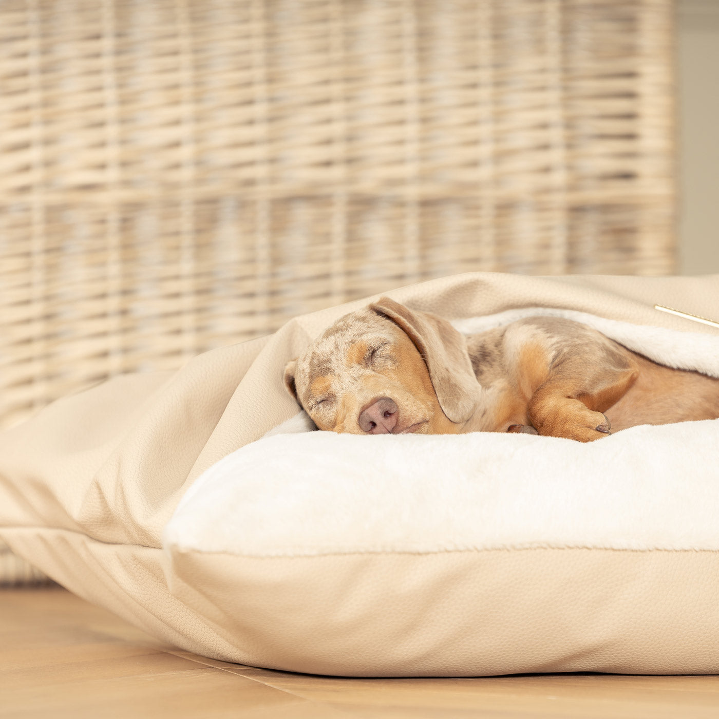 Discover The Perfect Burrow For Your Pet, Our Stunning Sleepy Burrow Dog Beds In Rhino Sand, Is The Perfect Bed Choice For Your Pet, Available Now at Lords & Labradors US