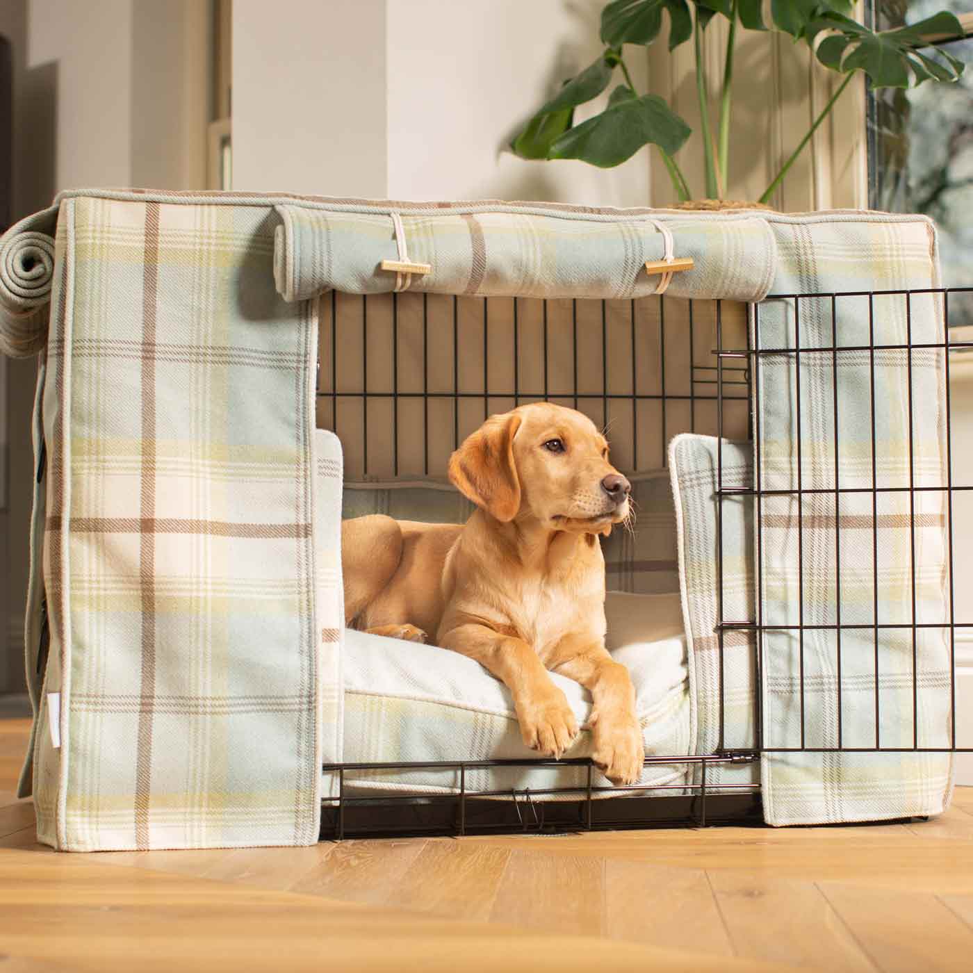 Dog Cage Set in Balmoral Duck Egg Tweed by Lords & Labradors