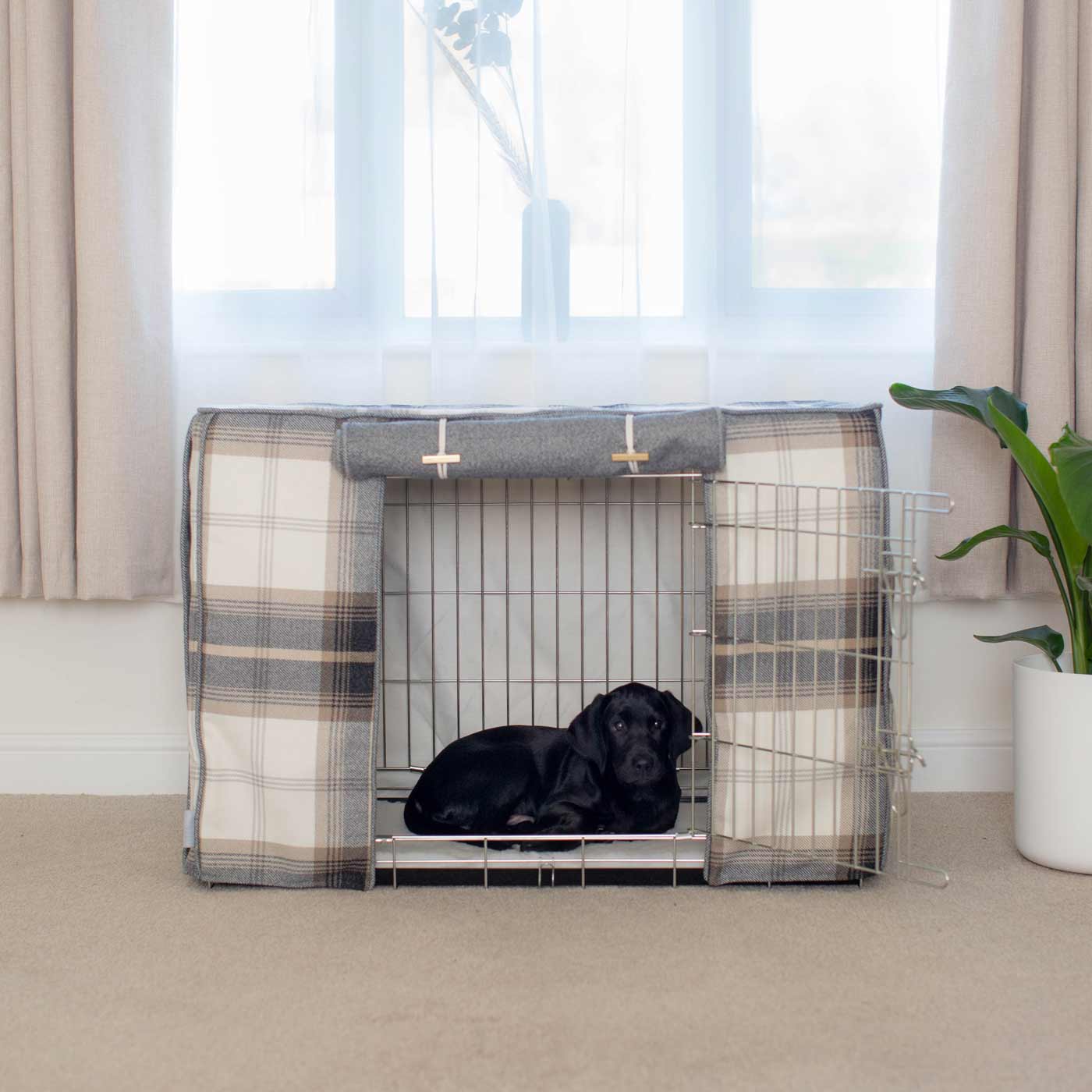 Dog Cage Cover in Balmoral Charcoal Tweed by Lords & Labradors