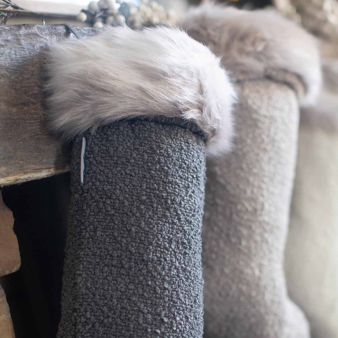 Gift your furry friend the perfect pet Christmas gift with our beautifully crafted Christmas Stocking Sock, fill and gift your pet this festive holiday with the most wholesome gifts for Christmas! Available now in stunning Boucle collection - Granite, Mink, Ivory at Lords & Labradors US