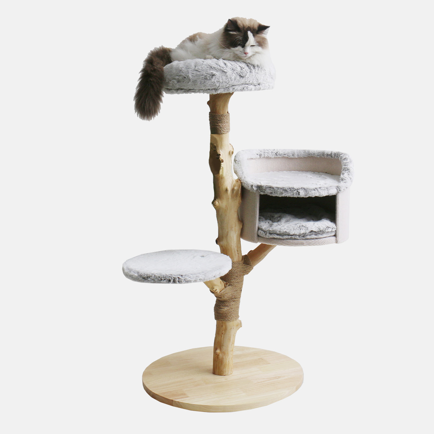  Discover our Back to Nature The Luxe Cat Scratch Post. Features Three Open Perches For Kittens To Rest on, Made With Super Soft Plush Fabric! Available Now at Lords & Labradors US