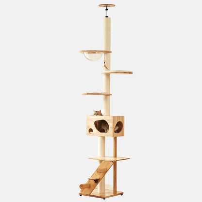 Discover the Ultimate Cat Tree! Helsinki The Levels Fit Me Cat Play Centre. Present your cat with the perfect multi-tier cat play centre! Crafted using durable and long-lasting wood, this modern cat play centre features floor to ceiling for extra stability with cozy hammock, hanging cat toy, steps and scratch posts to build the ultimate cat activity centre! Available now at Lords & Labradors US