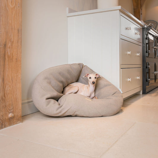 Luxury Dog Cushions & Beds, in Squash 'Em in Putty, The Perfect Snuggly Cave For Dogs To Burrow! Available Now at Lords & Labradors US