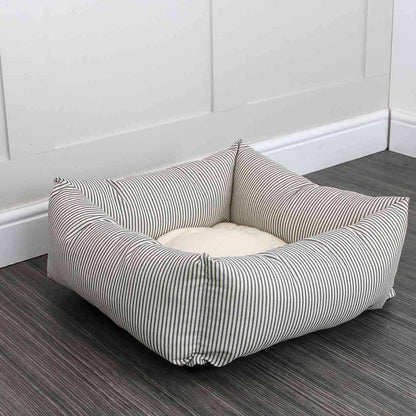 [color:regency stripe] Luxury, Handmade Box Bed For Dogs, A Stunning Regency Stripe Dog Bed Perfect For Your Pets Nap Time! Available at Lords & Labradors US