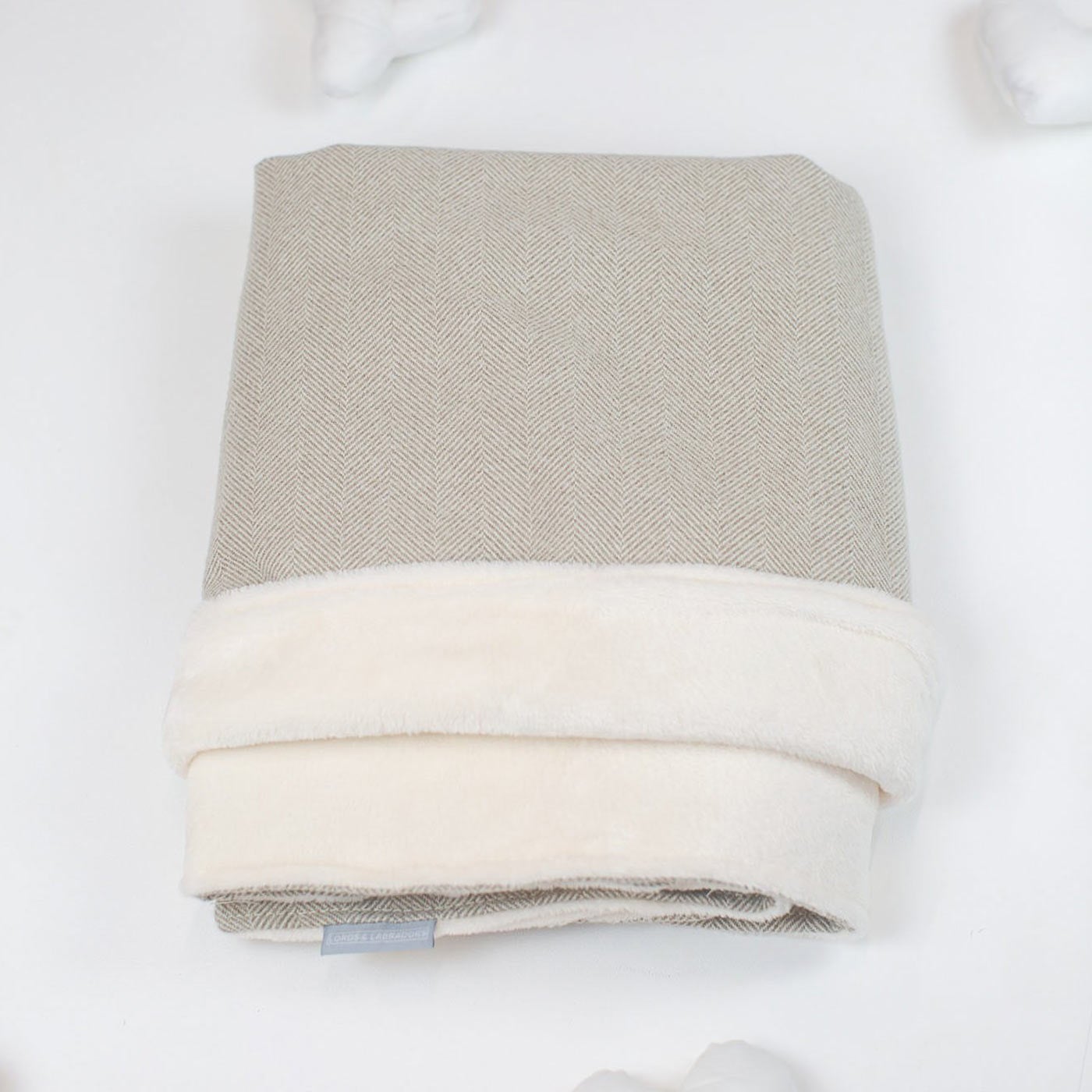 [color:natural herringone] Super Soft Sherpa & Teddy Fleece Lining, Our Luxury Cat & Kitten Blanket In Stunning Herringbone Tweed The Perfect Cat Bed Accessory! Available To Personalize at Lords & Labradors US