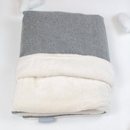 [color:pewter herringbone] Super Soft Sherpa & Teddy Fleece Lining, Our Luxury Cat & Kitten Blanket In Stunning Pewter Herringbone Tweed The Perfect Cat Bed Accessory! Available To Personalize at Lords & Labradors US
