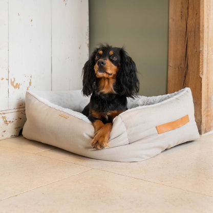 Discover This Luxurious Box Bed For Dogs, Made Using Beautiful Twill Fabric To Craft The Perfect Dog Box Bed! In Stunning Cream Linen, Available Now at Lords & Labradors US