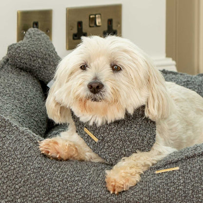 [color:granite boucle] Discover The Perfect Luxury Pet Bandana, in Stunning Granite Boucle! Available To Personalize Now at Lords & Labradors US