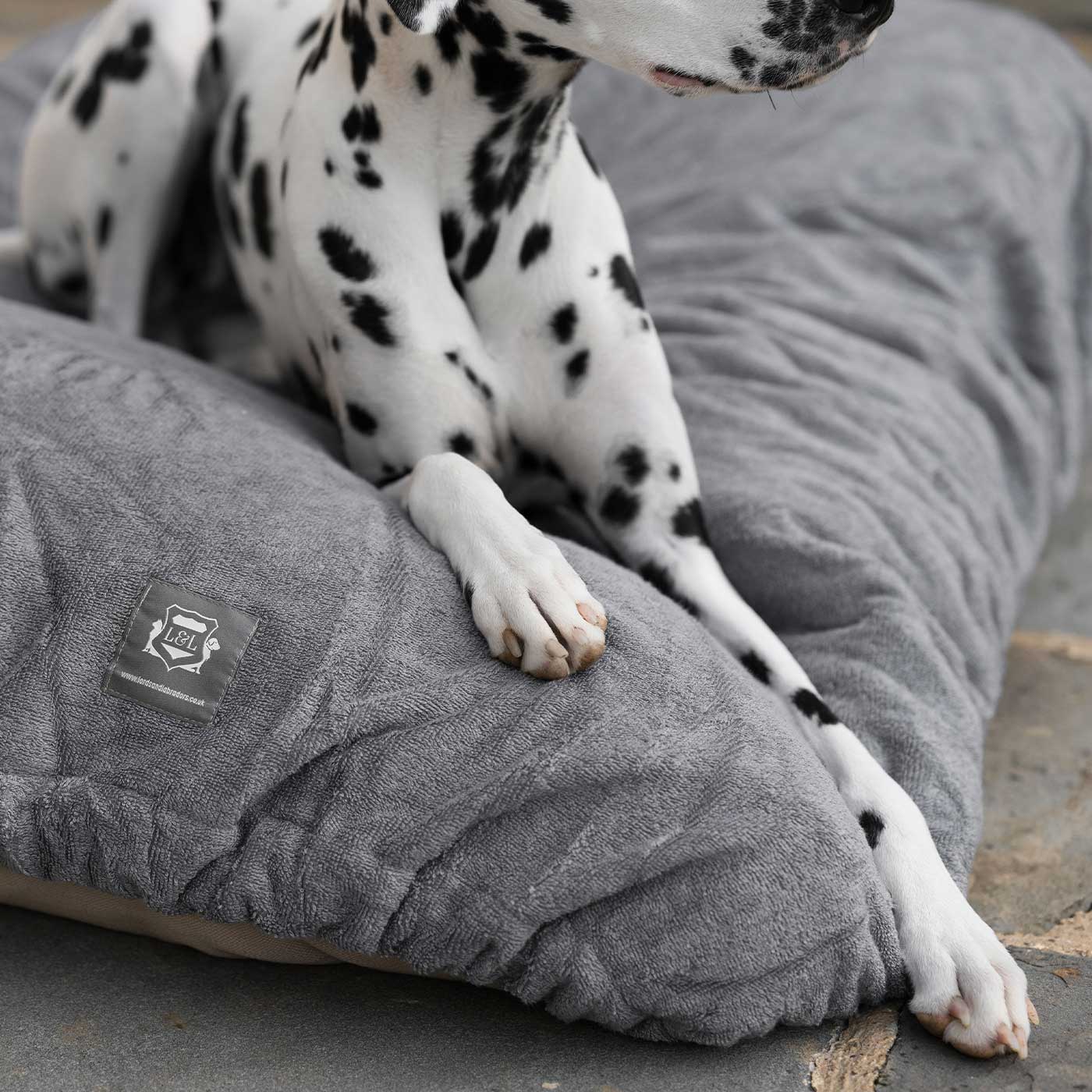 Introducing the ultimate bamboo dog drying cushion cover in beautiful Gun Metal, made from luxurious bamboo to aid sensitive skin featuring elasticated hem for a snug fit with super absorbent material for easy pet drying! Available now at Lords & Labradors US, In three sizes and four colors to suit all breeds!