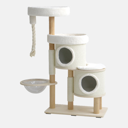 Discover our Luxurious Helsinki Hide & Sleep Cat Tree. The Multi-Level Wooden Cat Tree, Perfect For Cats Playtime or Burrow! Features A Cosy Hammock To Curl Up In & Sisal Covered Posts For Cats Who Love To Scratch! Available Now at Lords & Labradors US