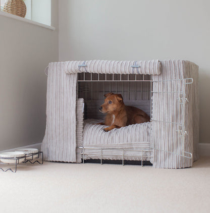 [color:silver] Luxury Dog Cage Set, Essentials Complete Plush Cage Set In Light Grey! Build The Ultimate Dog Den For The Perfect Burrow! Dog Cage Cover Available To Personalize at Lords & Labradors US