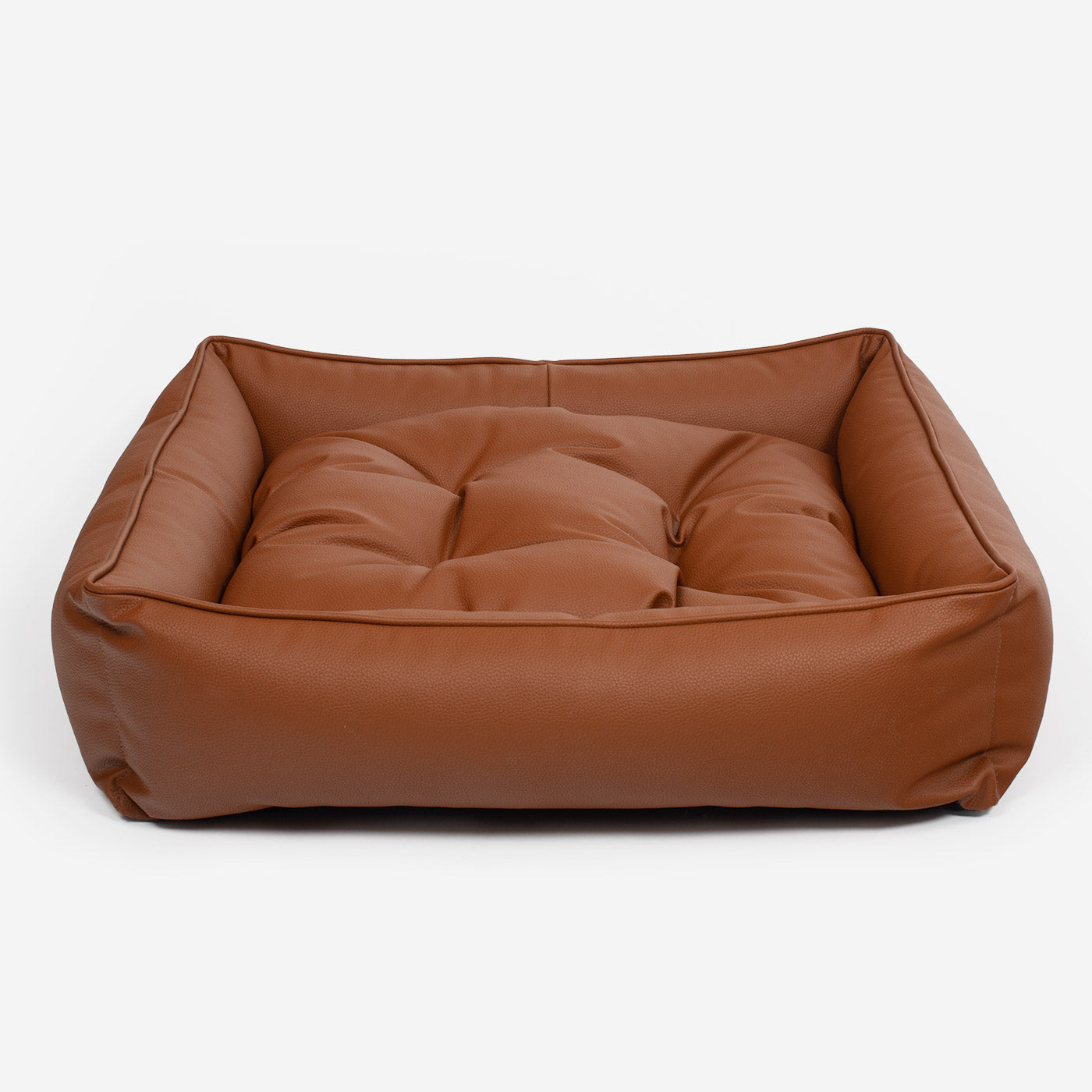 [color:ember] Luxury Handmade Box Bed in Rhino Tough Desert Faux Leather, in Ember, Perfect For Your Pets Nap Time! Available To Personalize at Lords & Labradors US