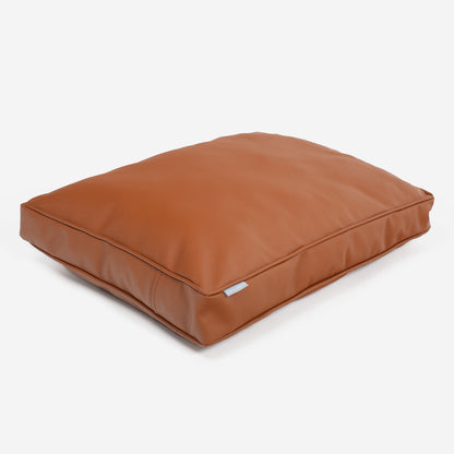[color:ember] Luxury Dog Cushion in Rhino Tough Desert Faux Leather in Ember. The Perfect Pet Bed Time Accessory! Available Now at Lords & Labradors US