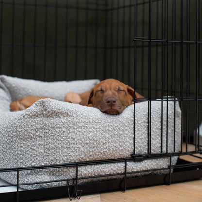 Cozy & Calming Puppy Cage Bed In Mink Bouclé