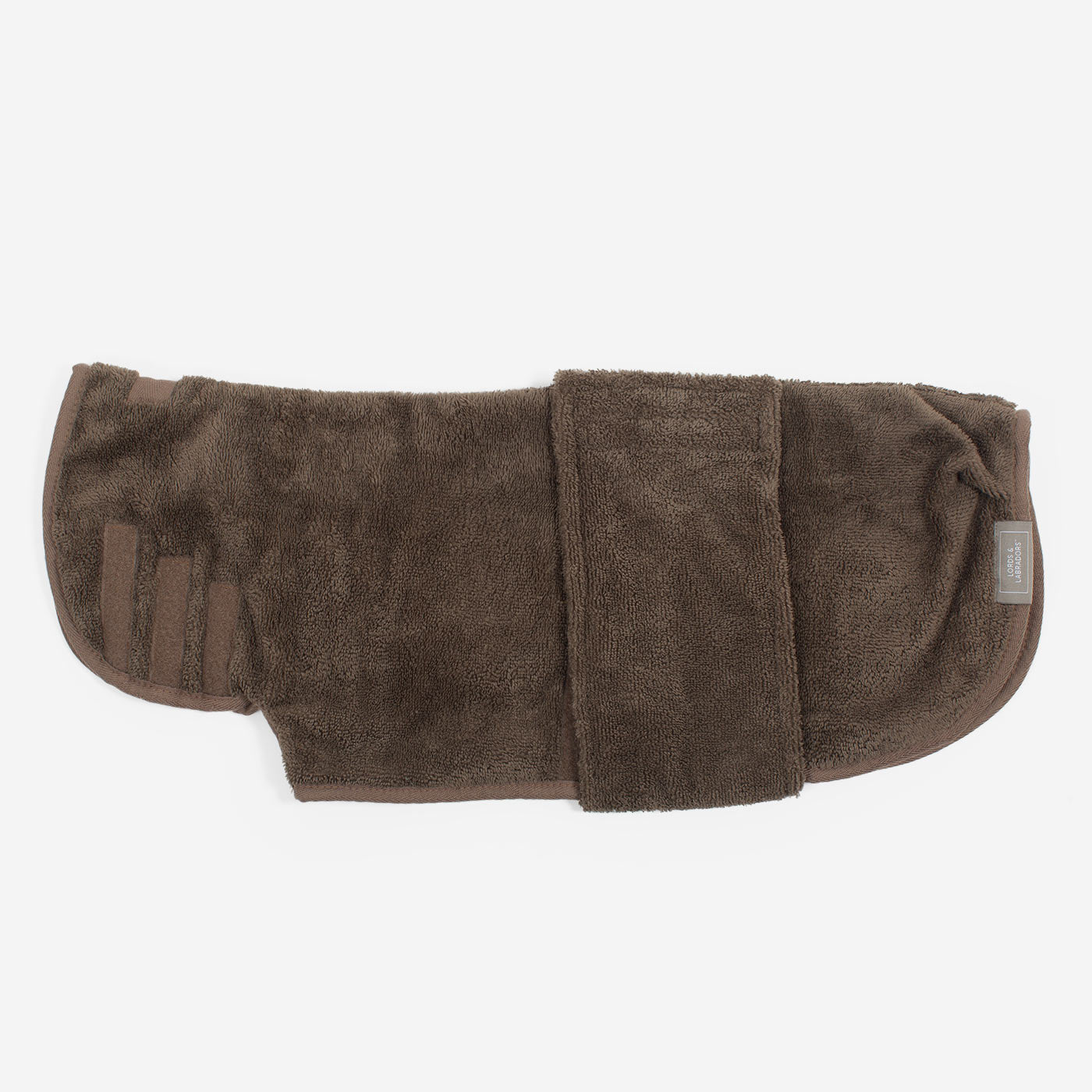 Discover the perfect dog drying with our bamboo dog drying coat in Mole (Brown) The ideal choice for pet drying after walking and bath-time. Made using luxurious bamboo to aid sensitive skin! Available to personalize now at Lords & Labradors US, in 5 sizes and 4 beautiful colors!