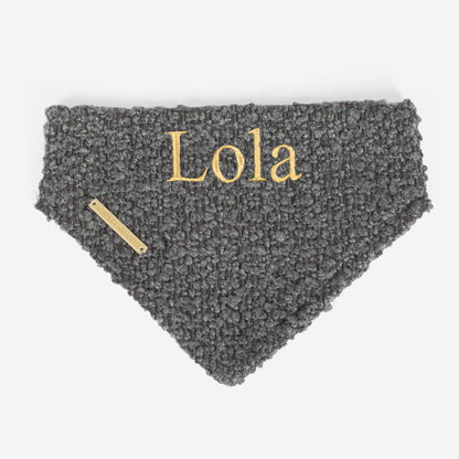 Discover The Perfect Luxury Pet Bandana, in Stunning Granite Boucle! Available To Personalize Now at Lords & Labradors US