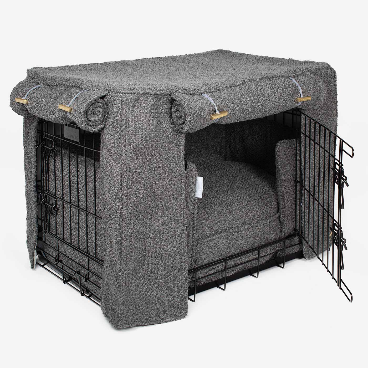 [color:black] Luxury Heavy Duty Dog Cage, In Stunning Granite Bouclé Cage Set, The Perfect Dog Cage Set For Building The Ultimate Pet Den! Dog Cage Cover Available To Personalize at Lords & Labradors US