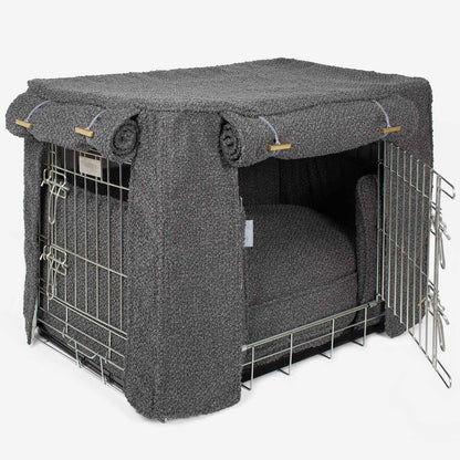 [color:silver] Luxury Heavy Duty Dog Cage, In Stunning Granite Bouclé Cage Set, The Perfect Dog Cage Set For Building The Ultimate Pet Den! Dog Cage Cover Available To Personalize at Lords & Labradors US