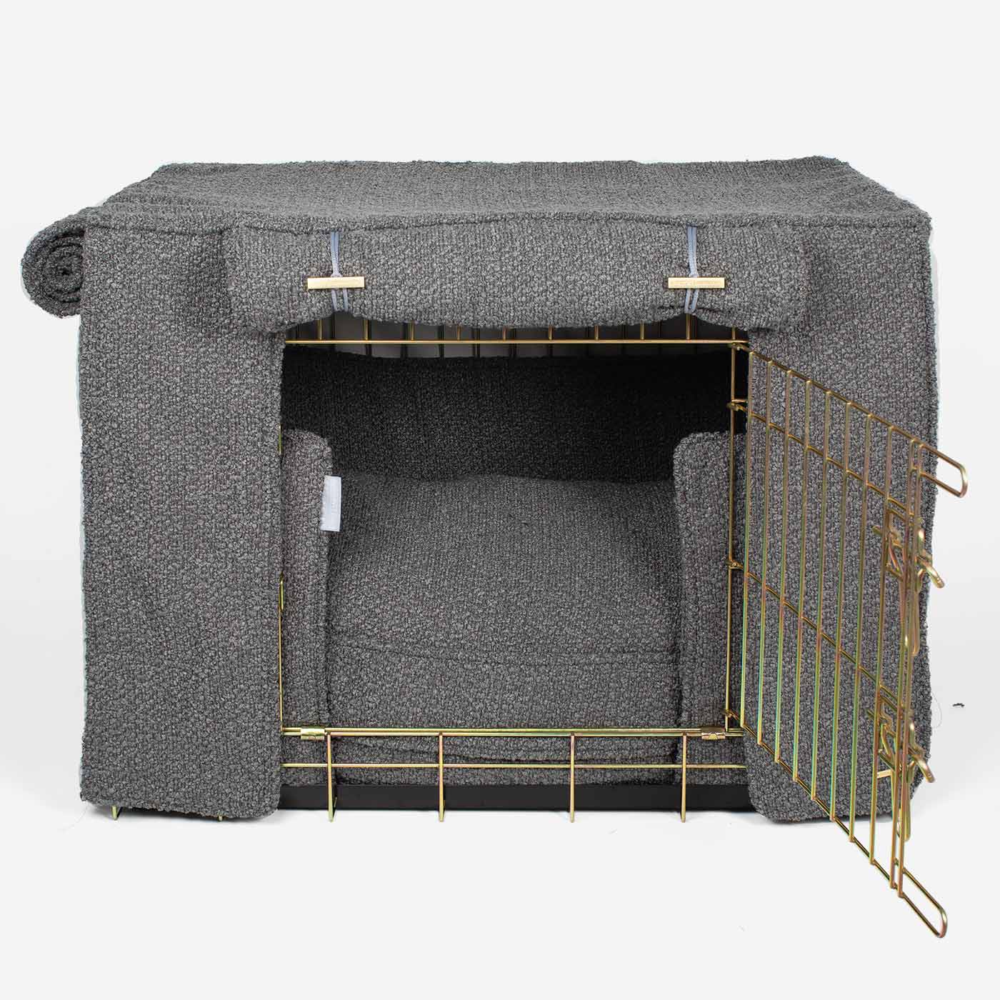 [color:gold] Luxury Heavy Duty Dog Cage, In Stunning Granite Bouclé Cage Set, The Perfect Dog Cage Set For Building The Ultimate Pet Den! Dog Cage Cover Available To Personalize at Lords & Labradors US