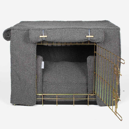 [color:gold] Luxury Heavy Duty Dog Cage, In Stunning Granite Bouclé Cage Set, The Perfect Dog Cage Set For Building The Ultimate Pet Den! Dog Cage Cover Available To Personalize at Lords & Labradors US