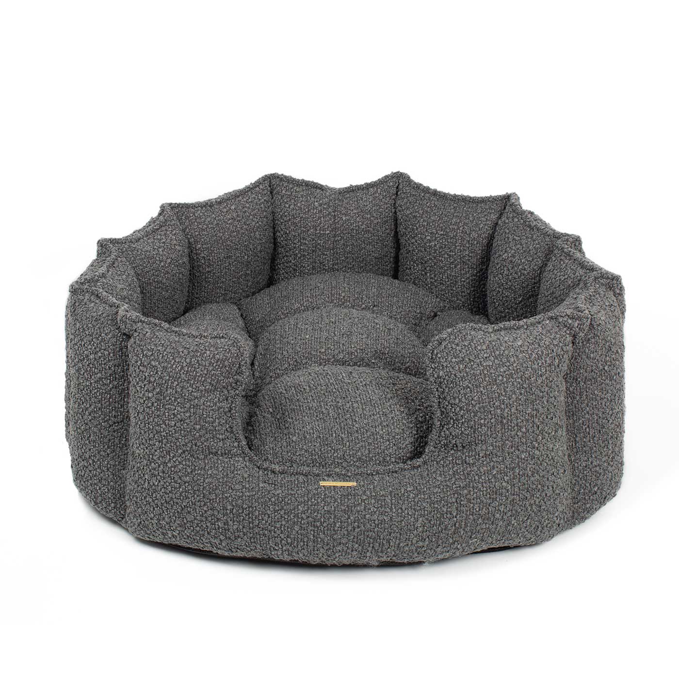 [color:granite boucle] Discover Our Luxurious High Wall Bed For Cats & Kittens, Featuring inner pillow with plush teddy fleece on one side To Craft The Perfect Cat Bed In Stunning Granite Boucle! Available To Personalize Now at Lords & Labradors US