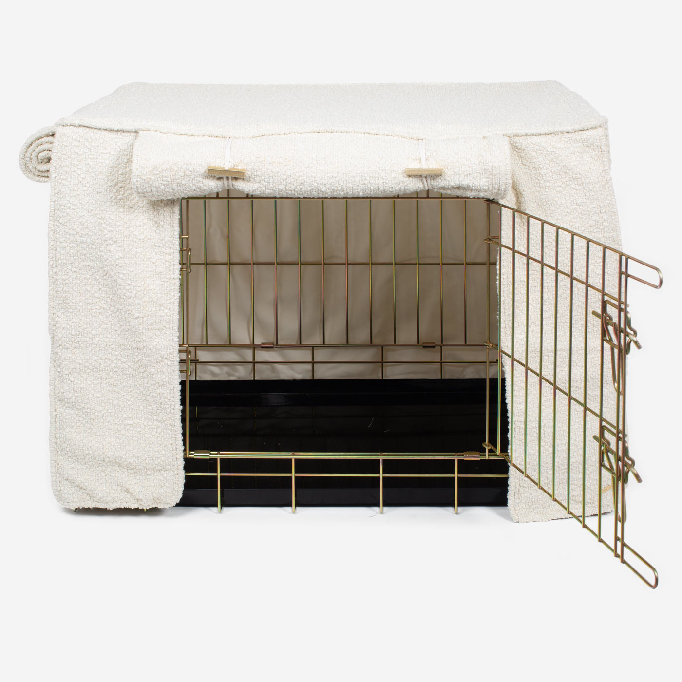 Luxury Dog Cage Cover, Ivory Bouclé Cage Cover The Perfect Dog Cage Accessory, Available To Personalize Now at Lords & Labradors US