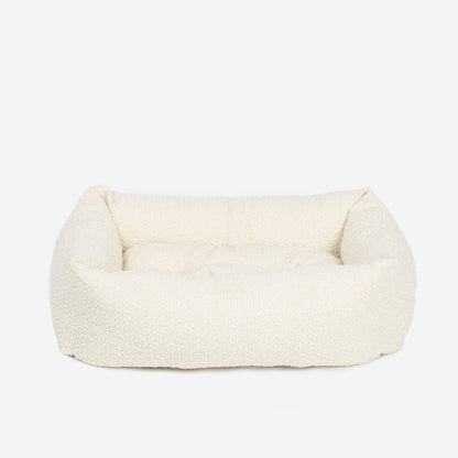 [color:ivory boucle] Discover Our Luxury Heavy-Duty Gold Dog Cage With Ivory Bouclé Cozy & Calming Puppy Cage Bed Set! The Perfect Cage Bed For Pet Burrow. Available To Personalize Here at Lords & Labradors US