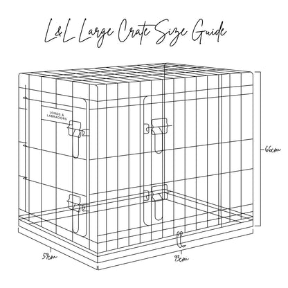 Lords and Labradors large crate size guide illustration