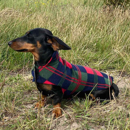 [color:red tartan]  Accessorize Your Pet, With Our Stunning Dachshund Fleece, in Red Tartan! Comes In five Size, And Totally Machine Washable, Available To Personalize Now at Lords & Labradors US