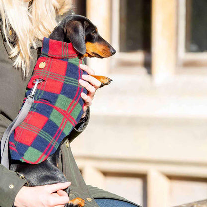 [color:red tartan] Accessorize Your Pet, With Our Stunning Dachshund Fleece, in Red Tartan! Comes In five Size, And Totally Machine Washable, Available To Personalize Now at Lords & Labradors US