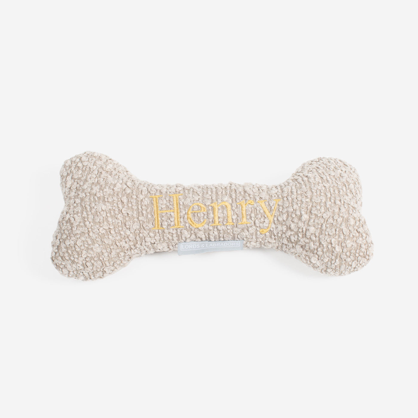 [color:mink boucle] Present The Perfect Pet Playtime With Our Luxury Dog Bone Toy, In Stunning Mink Boucle! Available To Personalize Now at Lords & Labradors US