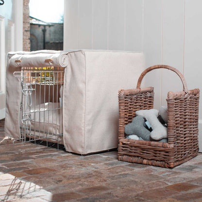Dog Cage Set In Natural Herringbone Tweed By Lords & Labradors