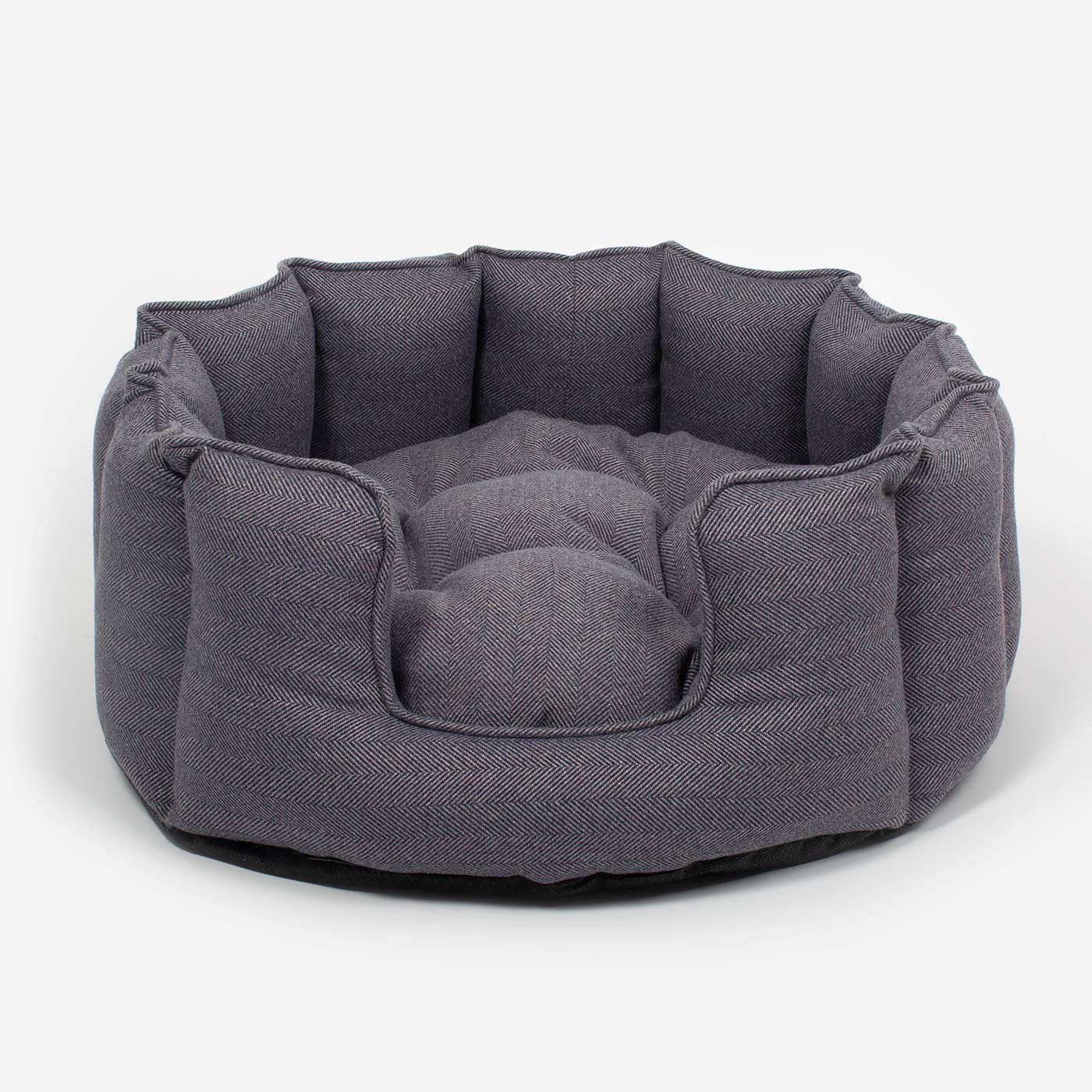 [color:oxford herringbone] Discover Our Luxurious High Wall Bed For Cats, Featuring inner pillow with plush teddy fleece on one side To Craft The Perfect Cat Bed In Stunning Oxford Herringbone Tweed! Available To Personalize Now at Lords & Labradors US