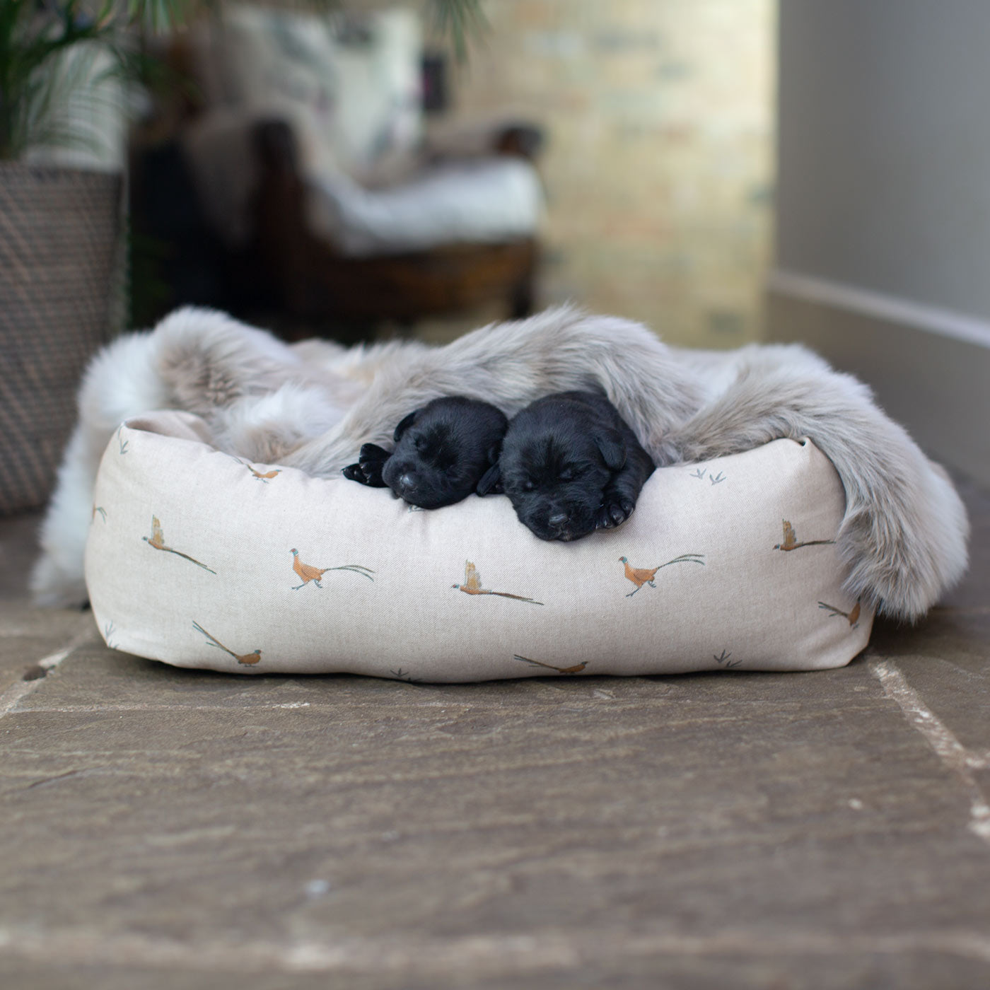 [color:woodland pheasant] Cozy & Calming Puppy Cage Bed, The Perfect Dog Cage Accessory For The Ultimate Dog Den! In Stunning woodland Pheasant! Now Available to Personalize at Lords & Labradors US