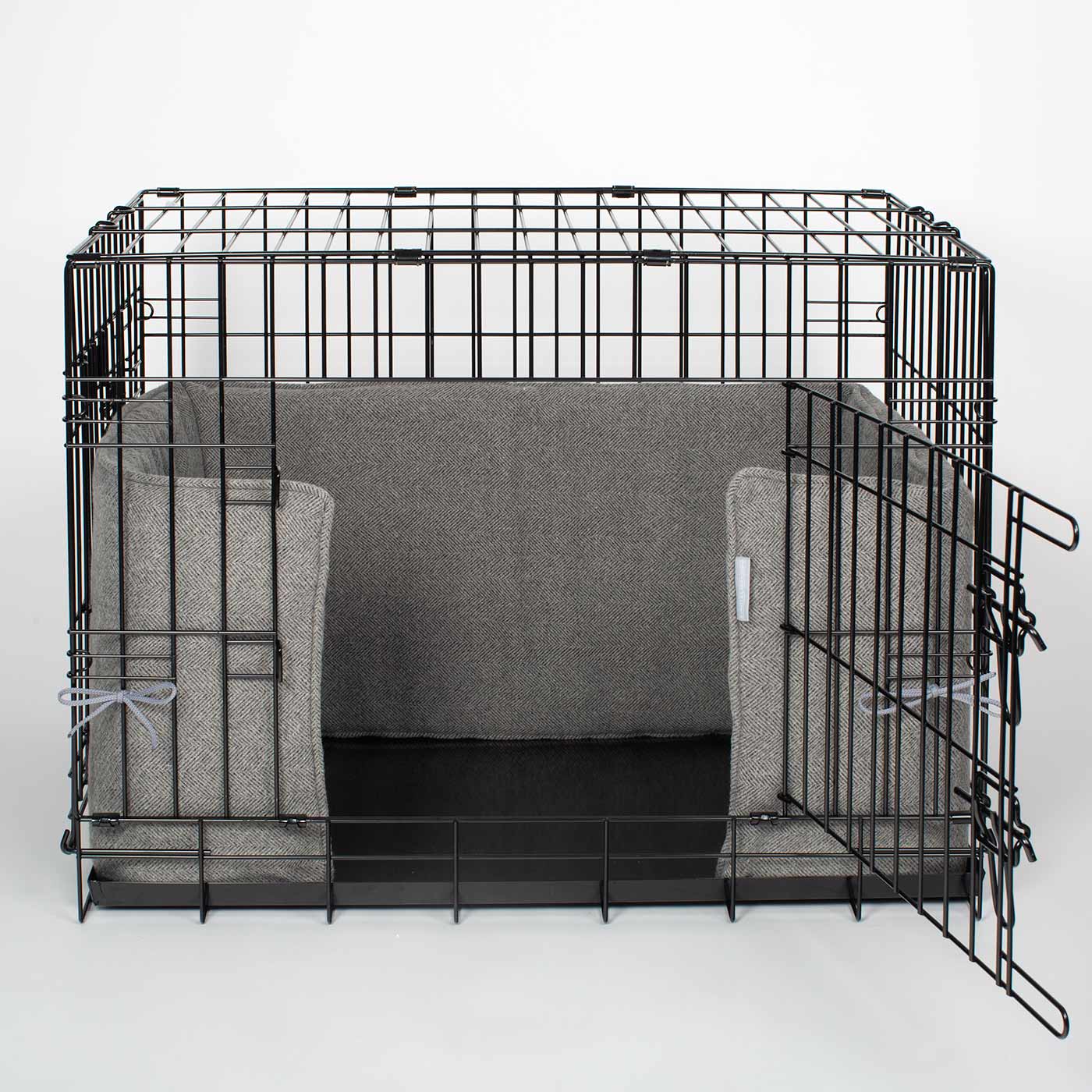 Dog Cage Bumper in Pewter Herringbone Tweed by Lords & Labradors