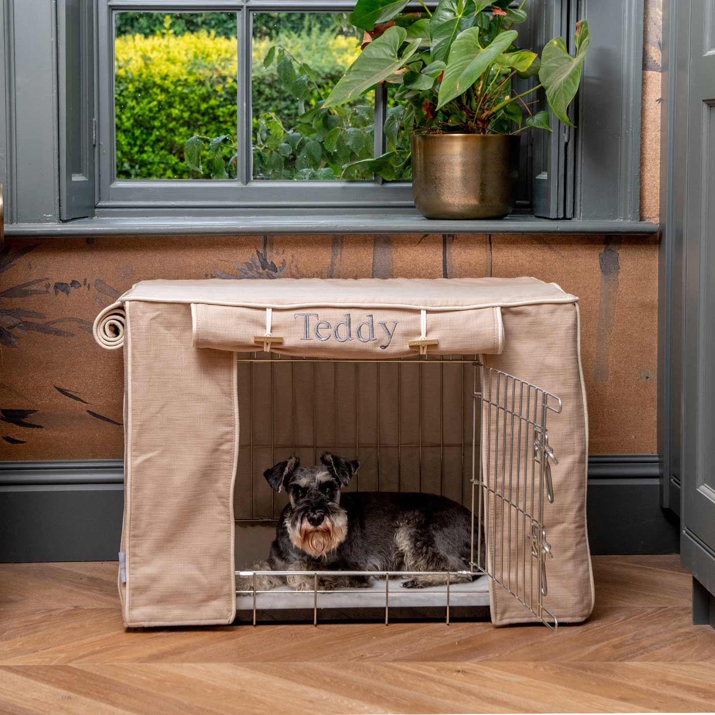 Dog Cage Cover In Savanna Oatmeal by Lords & Labradors