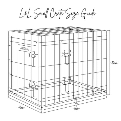 Lords and Labradors small crate size guide illustration