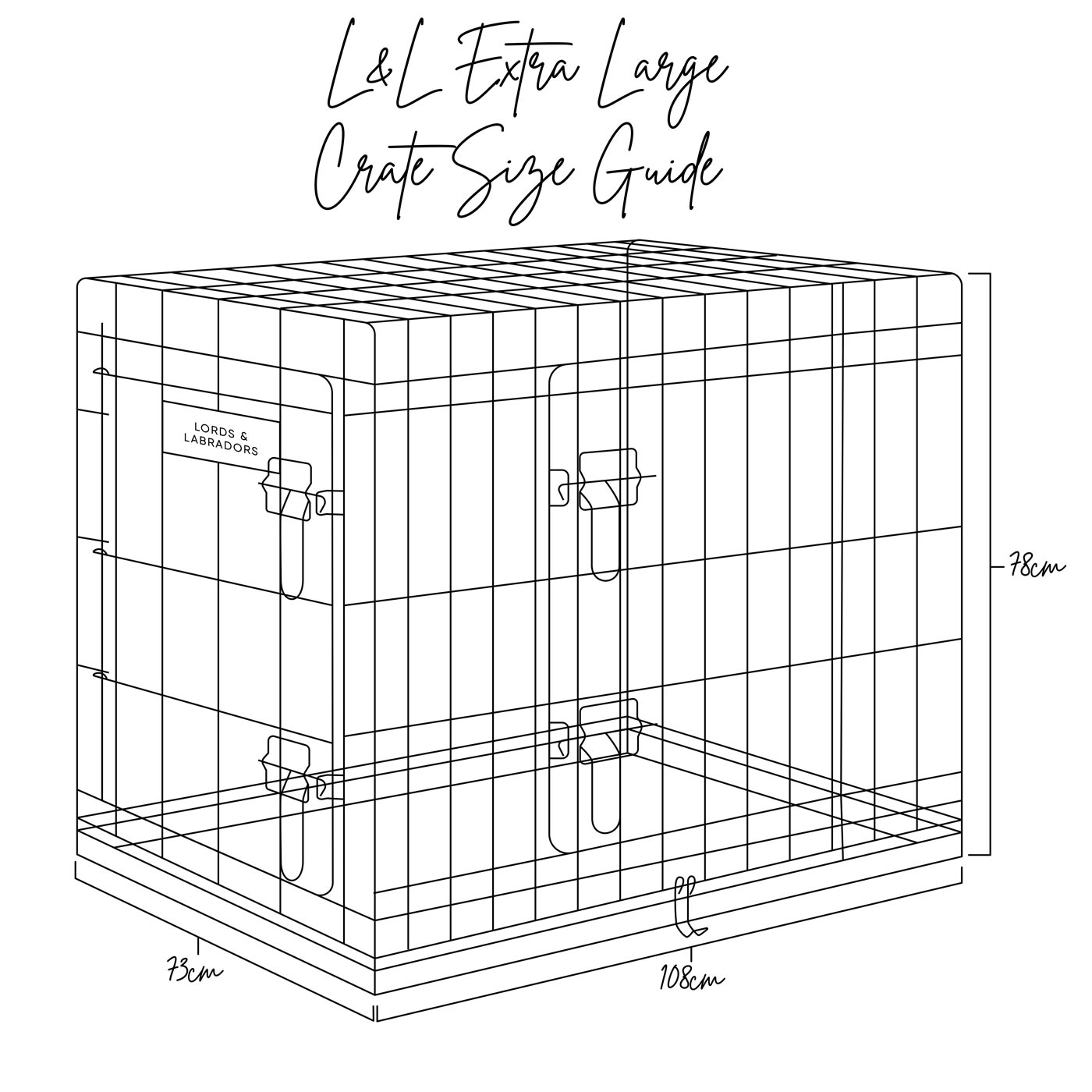 Lords and Labradors extra large crate size guide illustration
