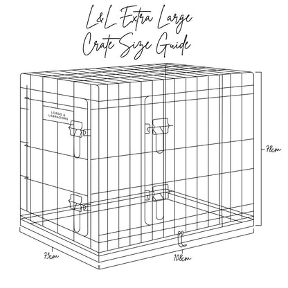 Lords and Labradors extra large crate size guide illustration