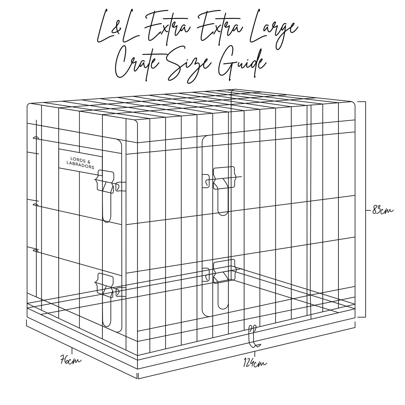 Lords and Labradors extra extra large crate size guide illustration