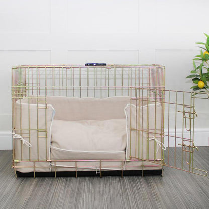 [color:savanna oatmeal] Accessorize your dog cage with our stunning bumper covers, choose from our Savanna collection! Made using luxury fabric for the perfect cage accessory to build the ultimate dog den! Available now in 3 colors and sizes at Lords & Labradors US